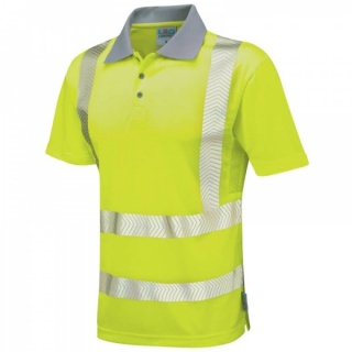 Leo Workwear P03-Y Wollacombe Coolviz Plus Class 2 Hi Vis Polo Shirt Yellow